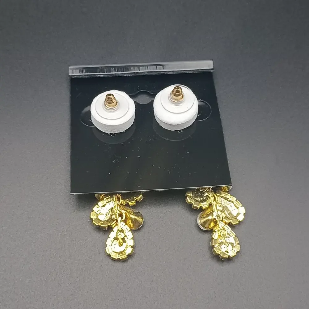 Gold Tone Floral Dangle Earrings